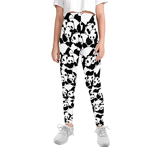 COEQINE Girls Leggings Kid Ankle Length Legging Tights Trousers Slim Long Pants Black White,Size 4-13 Years2