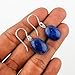 DEVMUKTI 925 Sterling Silver Natural Lapis Lazuli Gemstone Dangle Earrings, Crystal Cabochon, Handmade Jewelry, Birthstone September Jewelry Women Gift