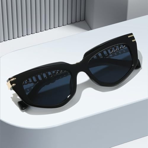 Lunettes de soleil oeil de chat pour femme MUTYNE avec branches chaîne en métal - 4