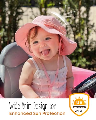 Image of FURTALK Baby Sun Hat Toddler Beach Hats with UPF 50+ Sun Protection Wide Brim Girls Bucket Hat