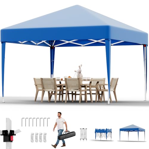 JUMMICO Pavillon Faltpavillon 3x3,Pavillion Höhenverstellbar Stabil Wasserdicht Winterfest,Pop-Up Gartenpavillon UV Schutz 50+ Faltzelt für Garten, Innenhof, Camping,Gazebo Blau