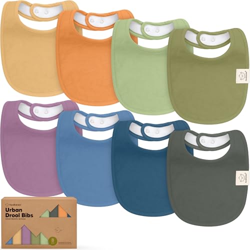 Image of 8-Pack Organic Baby Bibs for Boys, Girls - Soft Cotton Drooling and Teething Bibs for Baby Girl & Boy, Extra Absorbent, Easy to Clean & Put On for Toddler, Newborn, Infant 0-24 Months (Cruise)