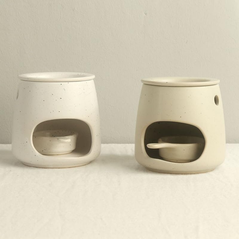 Calentador de Cera de Cerámica Beige Mate con Diseño Minimalista miniatura 7