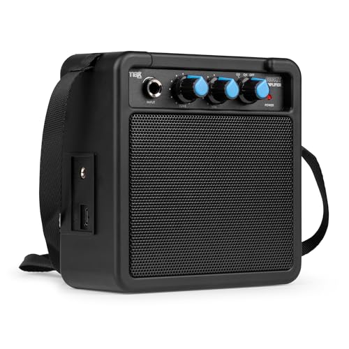 MAX GIGKit – Mini amplificador guitarra 10W portátil con batería recargable por usb, controles de tono y overdrive, salida de auriculares y correa incluida, ideal para guitarra eléctrica