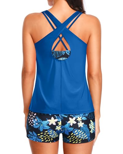 Image of Holipick 3 Piece Tankini Swimsuits for Women Tummy Control Bathing Suits Swim Tank Top with Bra Boy Shorts Teen Swimwear 2026