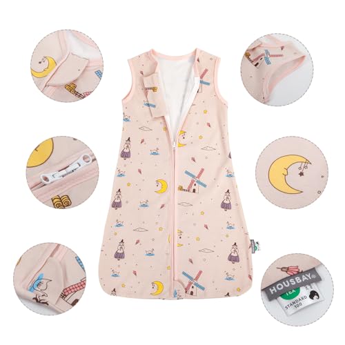 Image of HOUSABY Baby Wearable Blanket,Summer Cotton Sleep Sacks 1 Pack Unisex Toddler Sleeping Bag Sack, 0.5 TOG with 2-Way Zipper