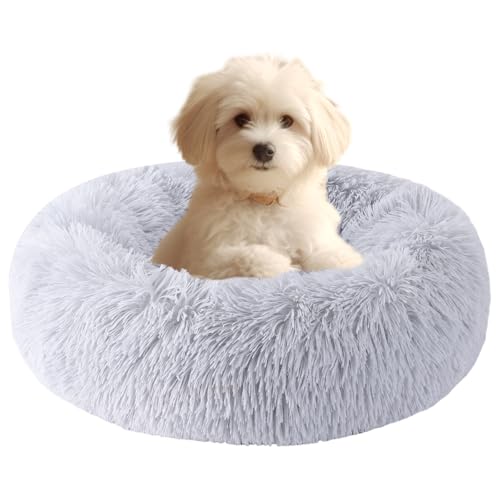HYQ-Small-Dog-Bed-Pet-Beds-for-Small-Dogs-Cat-Beds-for-Indoor-Cats-Fluffy-Faux-Fur-Plush-Small-Dog-Bed-Washable-Puppy-Bed-with-Anti-Slip-Bottom-Dog-Bed-Small-Size-Dog-Light-Gray-20-Inch