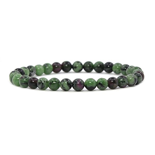 Justinstones Natural Ruby in Zoisite Gemstone 6mm Round Beads Stretch Bracelet 6.5 Inch