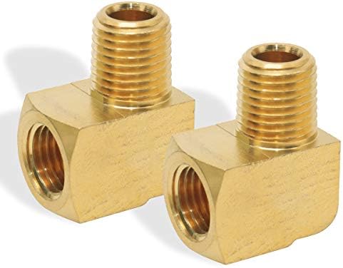 boeray 2pcs 3/8" NPT Male Pipe and 3/8" NPT Female 90 Degree Barstock Street Elbow,Brass Pipe fitting
