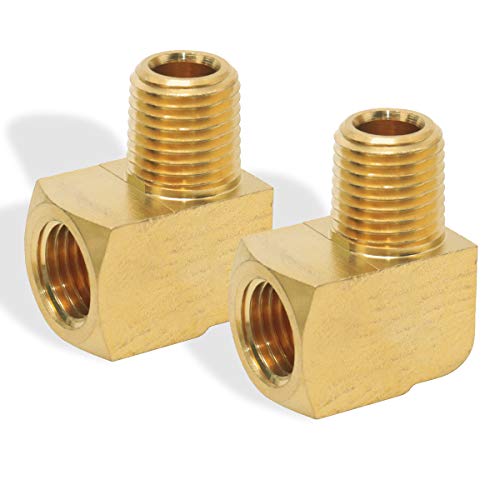 Boeray 2Pcs 3/8" Npt Male Pipe And 3/8" Npt Female 90 Degree Barstock Street Elbow,Brass Pipe Fitting #TOP8