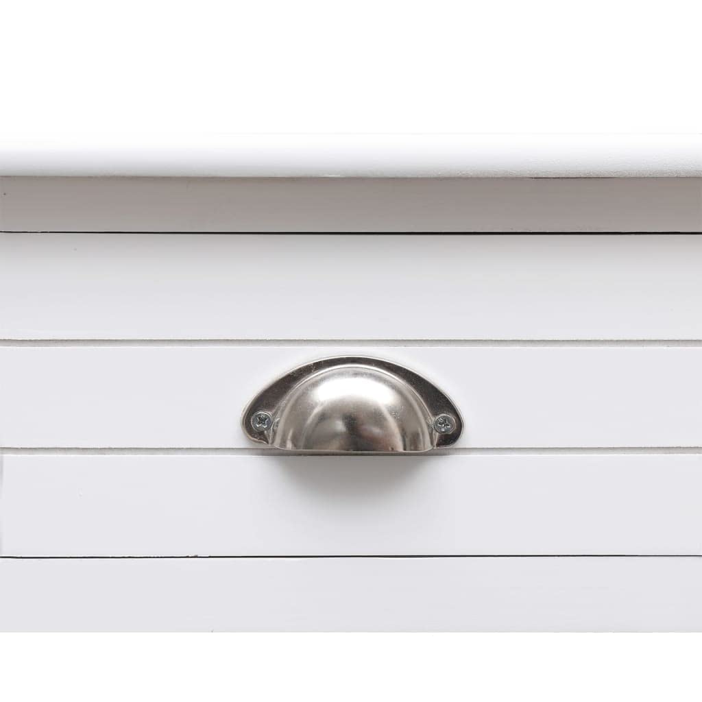Scrivania bianca 108 x 45 x 76 cm, in legno massello Paulownia con 2 cassetti, scrivania per studio, consolle