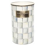 MACKENZIE-CHILDS Enamel Utensil Holder, Kitchen Utensil Holder for Countertop, Storage Caddy, Gray-and-White Sterling Check
