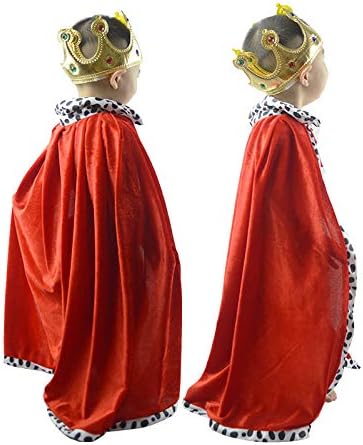 Simple polymer King Robe Halloween Costume Medieval Prince King Costume Cape(Cape&Crown) - Image 4