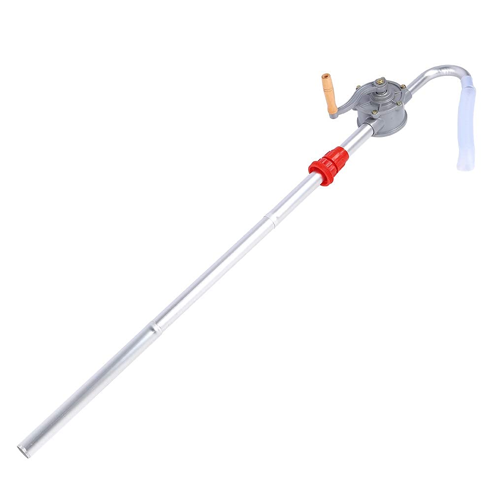 Pompa a Tamburo Mano, Pompa Olio Manuale, Pompa a Manovella, Pompa Travaso Gasolio Manuale, Pompa Travaso Liquidi Rotativa in Alluminio, Pompa Autoadescante Per Trasferimento Di Combustibile Manuale