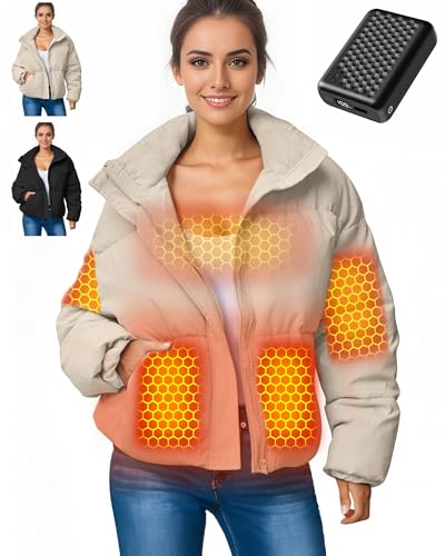 The Best Heated Jackets for Women Over 50: Rechargeable Warmth Without the Bulk 2 Women Short Heated Jacket Battery Pack Included Puffy Usb 7.4v 12v Winter Warm Coat Apparel Bomber Down Casual Cute Bubble Clothes Chamarras Para Mujer Frio Abrigo Invierno Chaqueta Regalos Navidad