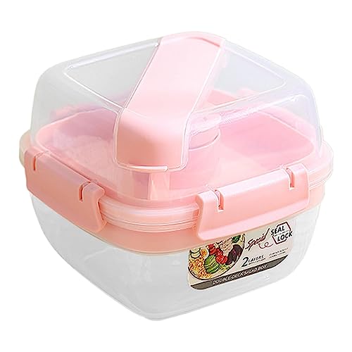 Youding Contenedor de almuerzo para ensalada, recipiente de almacenamiento de alimentos a prueba de fugas, cuenco de verduras, soporte de aperitivos de frutas, recipientes de ensalada para senderismo,