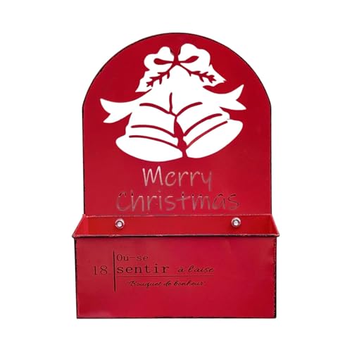 LOVIVER Maceta de Pared para Interior y Exterior, decoración navideña rústica de Metal para el hogar, Maceta Decorativa Rectangular para Montar en Pared, Bell Hollow Rojo