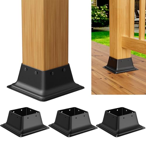Base de poste de 4x4 acero 4 uds para soportes de madera de pergolas y cubiertas