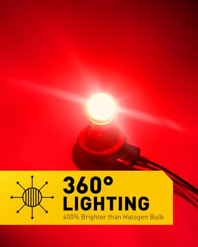 Image of AUXITO 7443 7440 LED Bulbs Red Brake Light 400% Brighter, 7441 7444 T10 W21W Red Light Lamp for Tail Lights, Stop Brake Lights, Pack of 2
