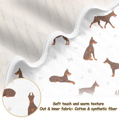 Image of Doberman Pinscher Dogs Baby Swaddle Blanket for Boys and Girls, Muslin Baby Receiving Swaddle Blanket, Soft Cotton Nursery Swaddling Blankets for Newborn Toddler Infant