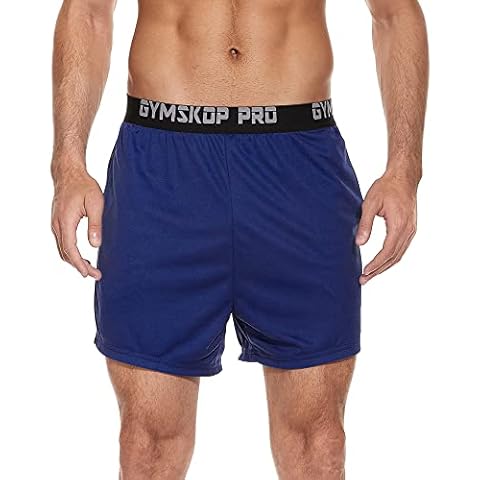 Mens Running Shorts Gym Workout Training Shorts Quick Dry Mesh Shorts with Pockets Navy Blue M Cover