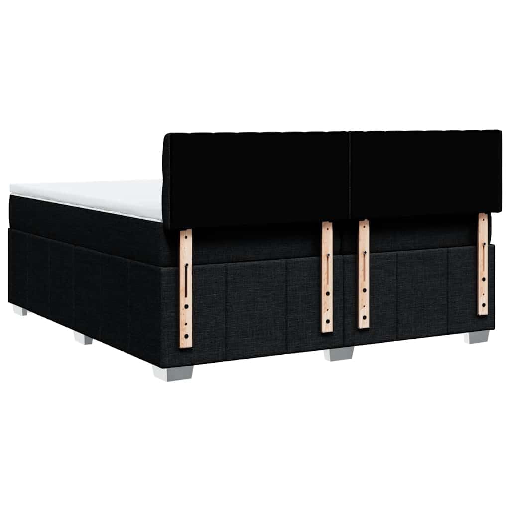 Cama con somier con colchón de 200 x 200 cm en tejido negro, núcleo de muelles ensacados para un agarre óptimo y una transferencia de movimiento reducida, incluye cómodo y transpirable