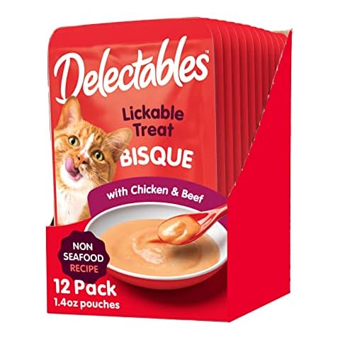 Hartz Delectables Bisque Non-Seafood Chicken & Beef Lickable Wet Cat Treats, 12 Count , 1.40 Ounce (Pack of 12) Cover