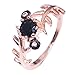 Produktbild WZYMNJZ Vintage Retro Blatt Ringe Schwarz Stein Kristall Runde Ring Für Frauen Hochzeit Engagement Schmuck Ring