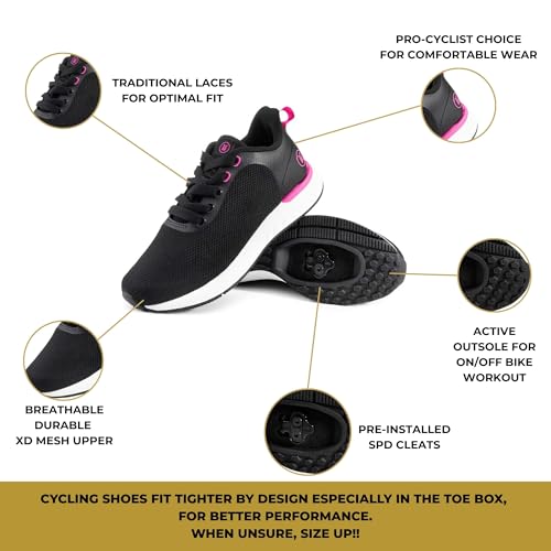 Image of Tommaso Women's Cycling Shoes with Pre-Installed SPD Cleats - Easy to Walk-in Ventilated SPD Cycling Shoes for Women's Spin Classes and Indoor Bikes - Comfortable on Foot and Toebox.