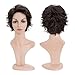 S-noilite Short Brown Wavy Curly Hair Wig, Natural Short Layered Fluffy Pixie Cut Wigs for Women Synthetic Hair Full Wigs for Halloween Cosplay Costume Party Daily Use Dark Brown