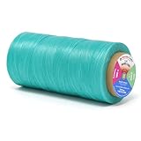 Mandala Crafts 150D 210D 0.8mm 1mm Leather Sewing Stitching Flat Waxed Thread String Cord (210D 1mm 180M, Aquamarine)
