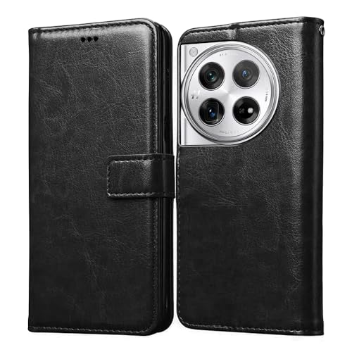 Image of Flip Cover Back Case for OnePlus 12R 5G | Premium Leather Finish | Inbuilt Pockets & Stand | Flip Cover Back Case for OnePlus 12R 5G (Black)