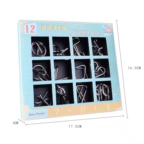 Image of Brain Teasers Metal Wire Puzzle Toys for Kids & Adults | IQ Puzzle Disentanglement Interlock Toys | Party Favors, Prizes & Gifts | Durable Mental Challenge Puzzle Game Set (12 in 1)