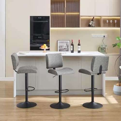 Image of FIRAVOE Adjustable Counter Height Bar Stools Set of 3 with Back