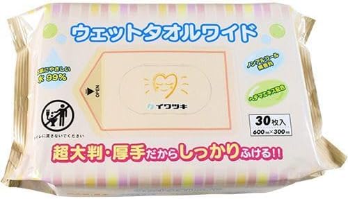 【10個まとめ買い】イワツキ ウェットタオルワイド 30枚入 防災 備蓄 介護 アウトドア BCP対策