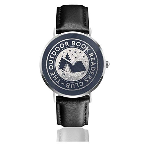 Lederuhr Outdoor Book Readers Club Logo Unisex Classic Casual Fashion Quarz Uhr Edelstahl Uhr mit Lederband