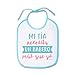 Supermolon 01485 -"Mi Tía Necesita Un Babero Más Que Yo" Babero Bebe con Cordones, Azul Celeste, unisex