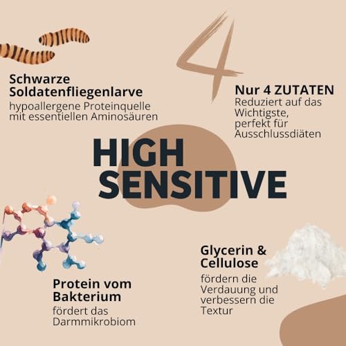BugBell Hypoallergener Snack für Hunde 60g, Nur Vier Komponenten, Sensitive, Magenschonend, Schonkost für Hunde, für Allergikerhunde, Insekten Snacks bei Ausschlussdiäten