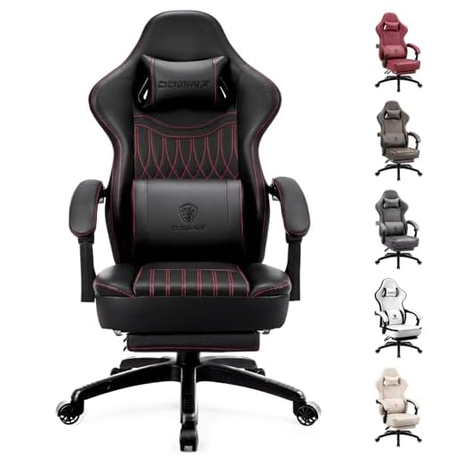 Dowinx Gaming Stuhl mit Frühling Kissen,Racing Gamer Stuhl mit Massage Lendenwirbelstütze, Ergonomischer Gaming Sessel mit Fußstütze Bürostuhl PU Leder Schwarz