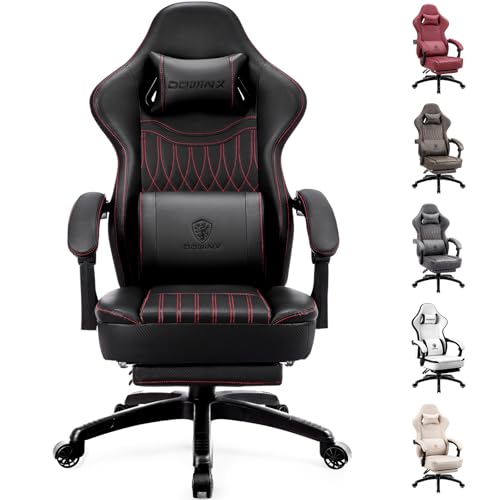 Dowinx Gaming Stuhl mit Frühling Kissen,Racing Gamer Stuhl mit Massage Lendenwirbelstütze,...