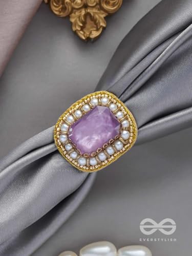 Image of SANJOYA by EVERSTYLISH Embroidered Ring for Women | Shell & Beaded Adjustable Statement Ring | Ethnic Jewelry for Weddings & Festive Occasions