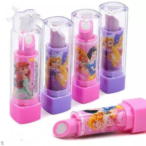Image of AK Store (Pack of 4) 3D Cute Cartoon Shape Rubber Pencil Erasers, School Stationery for Kids, Boys Girls, Birthday Return Gifts (Lipstick), Multi-Color