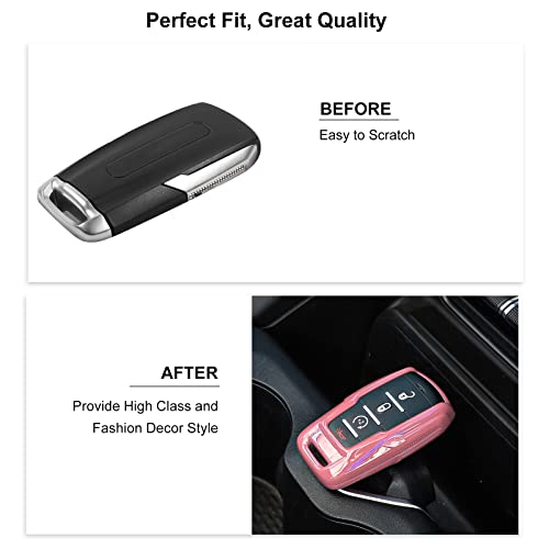 Image of Key Fob Case Cover Key Bag Holder Protection Shell Accessories for Dodge RAM 2018-2026,Pink