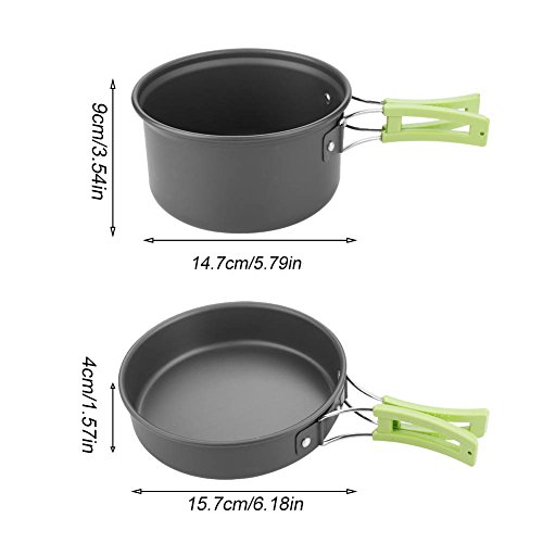 Ustensiles de cuisine de camping noir, set de 8 pièces légères