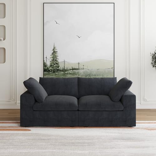Image of JACH Modular Sectional Couches for Living Room, Modern Convertible Couch, Comfy Love Seat Sofas, Covers Removable, Modern Sectional Sofa for Living Room Apartment (Black)