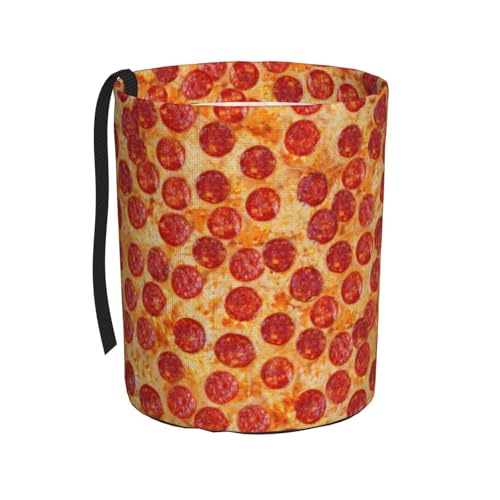 Image of Car Garbage Bag Pizza Pepperoni Mini Car Trash Bin Portable Collapsible Waterproof Rubbish Bag for Car Accessories Back Front Seat Cup Holder
