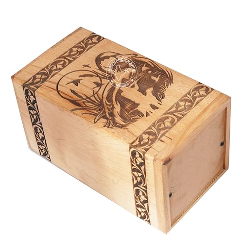Image of Handcrafted Floral Engraved Wooden Urns for Human Ashes Adult Large - Cremation Urn for Ashes - Burial Urn for Columbarium - Funeral Urn Box (Duck, 250 LB - Beechwood)