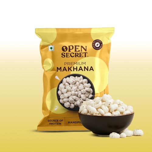 Image of Open Secret Makhana | 200g | Phool Makhana, Foxnuts, Lotus Seeds for Eating, Premium Raw Plain Phool Makhana, Snacks Rich in Protein, Fiber and Minerals, Plain Flavoured (Pack of 1)