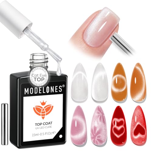 Image of modelones Cat Eye Gel Top Coat Clear Magnetic No Wipe Glossy 15ML