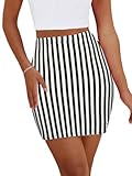 Women's Mini Pencil Skirt - High Waisted Bodycon Summer Casual Y2K Going Out Tight Skirts Stripe M